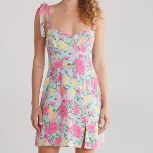 NEW WAYF Summer Sundress Floral Tie Strap Dress bow straps lined XL